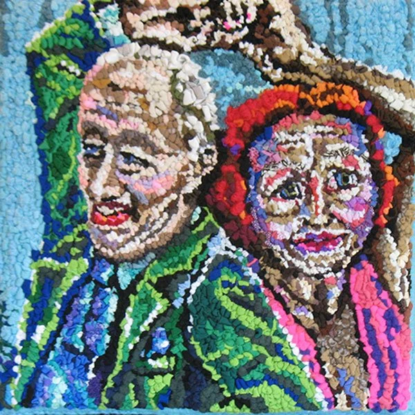 Never Too Late, 2003, discarded clothing, 12 x 12 inches