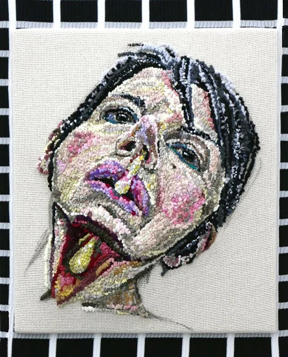 Unshed Tears Swallowed Anger, 2018, discarded clothing, textile remnant, 18 x 14 in