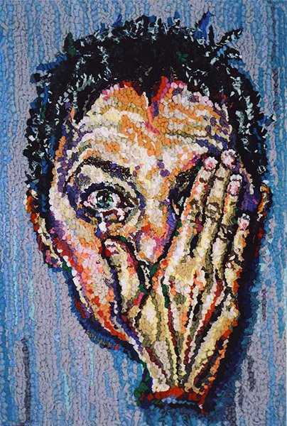 Crying Shame, 2007, discarded clothing, 23 x 18 in