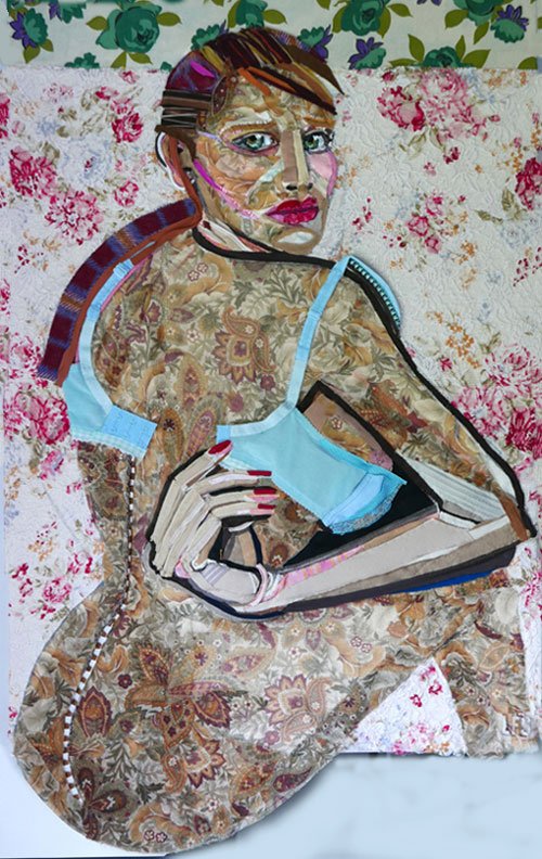Unhooking, 2025, discarded clothing, thread, 40 x 24 x 2 in