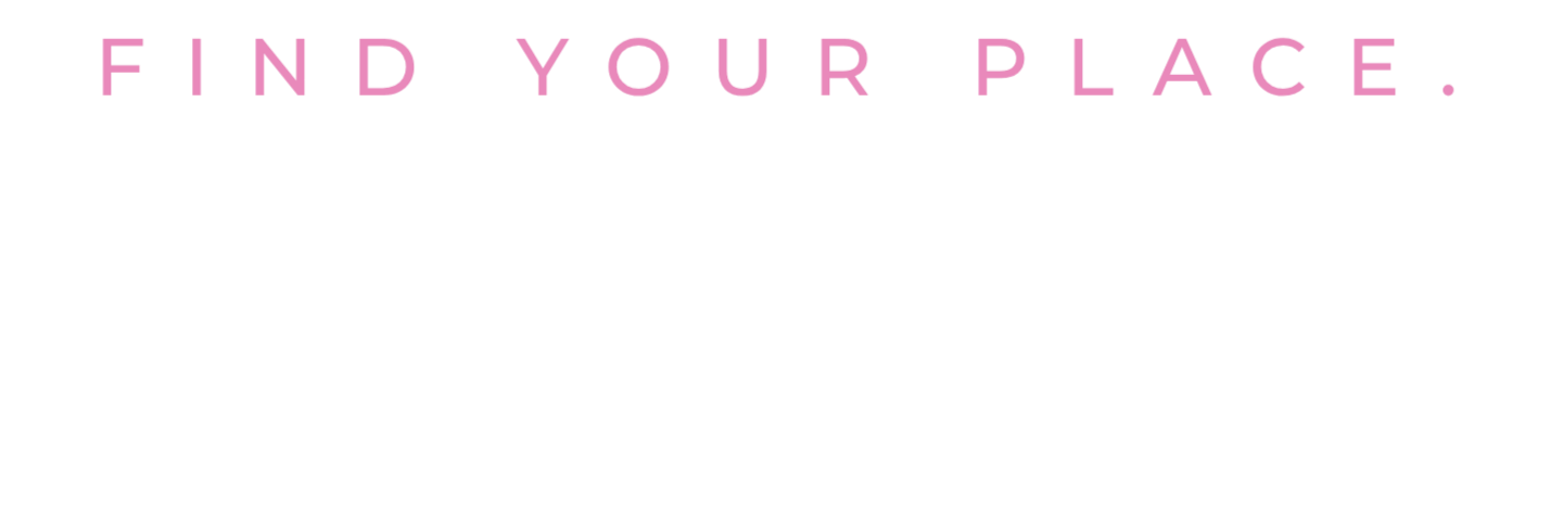Motivational quote in pink and white text on a black background, encouraging finding one's place, sharing strength, and shaping the future.