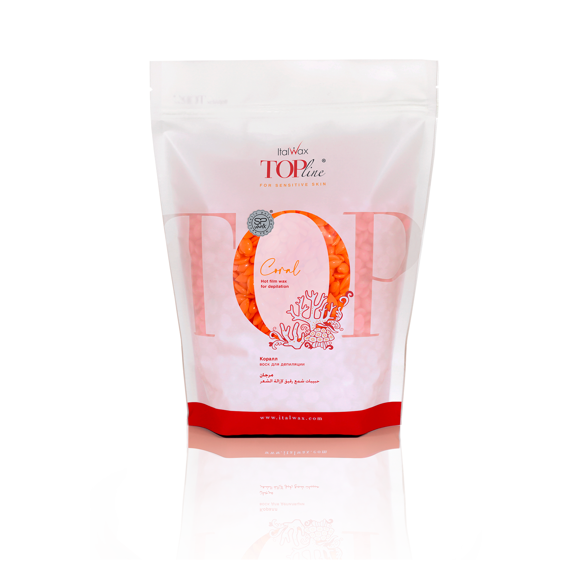 A package of ItalWax Top Line Coral wax beads for professional hair removal