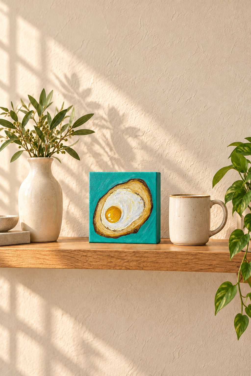 Egg and Toast - 5 x 5 Original Acrylic Painting