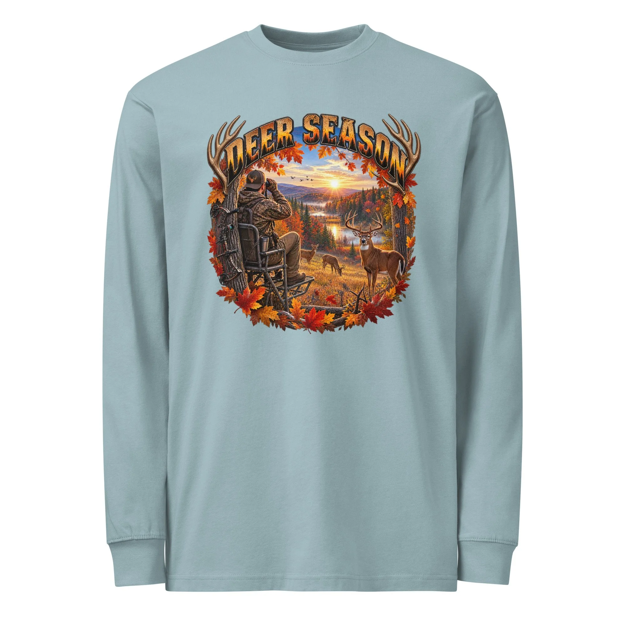 Men's heavyweight long sleeve t-shirt-Deer Season