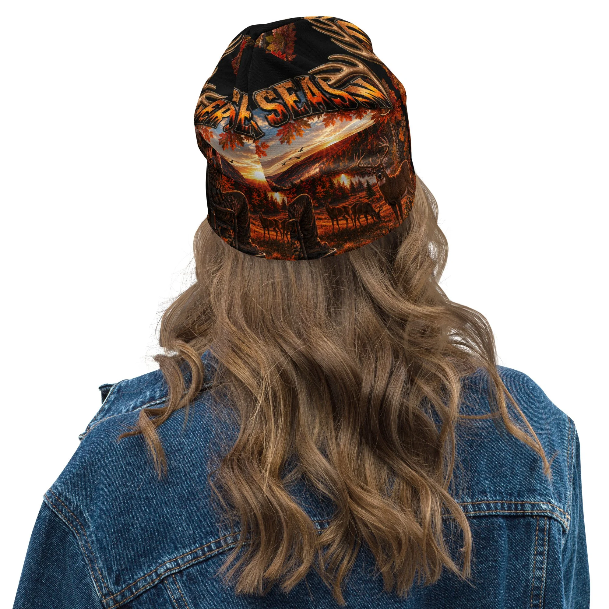 All-Over Print Beanie for the Avid Deer Women