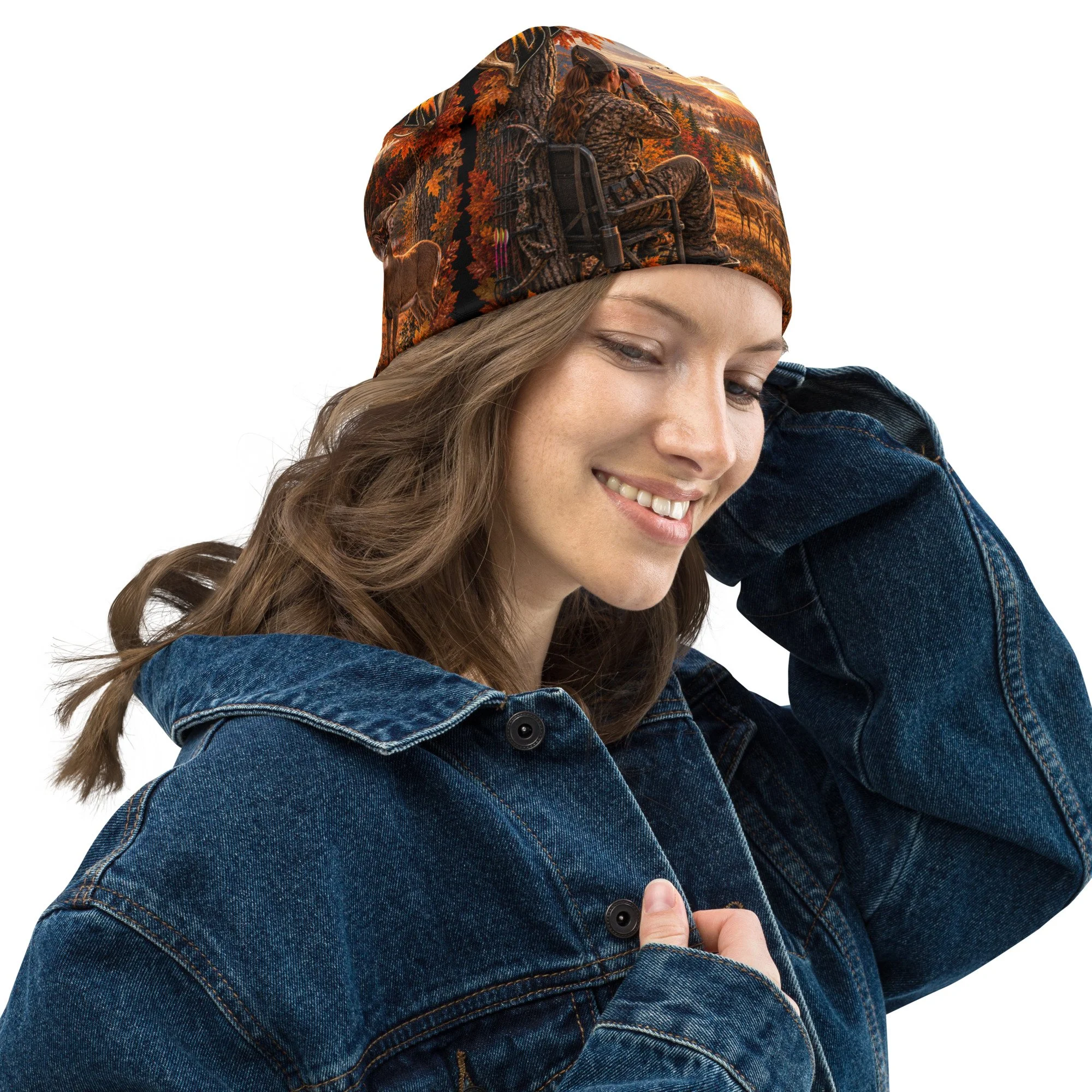 All-Over Print Beanie for the Avid Deer Women