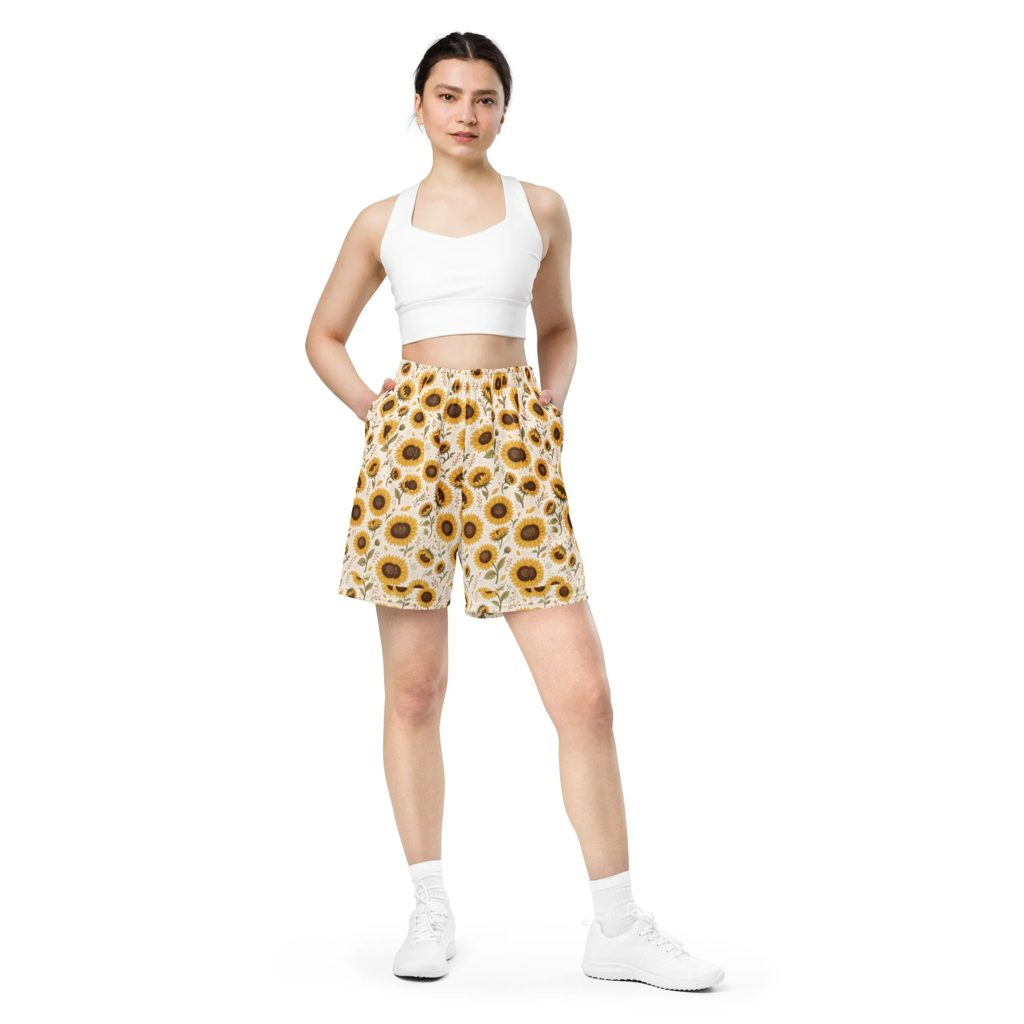 Unisex mesh shorts-sunflower