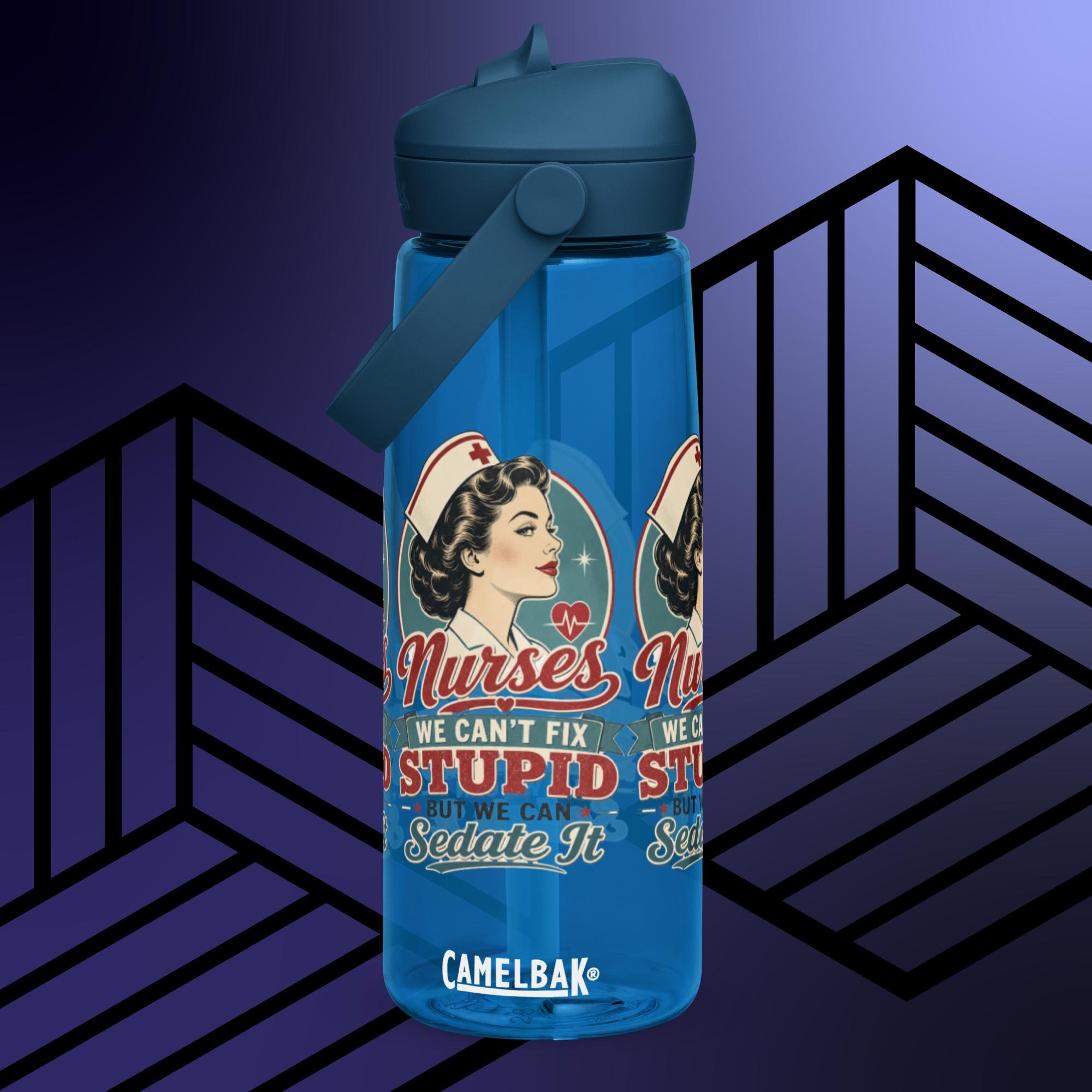 Flip straw water bottle -Nurse Humor