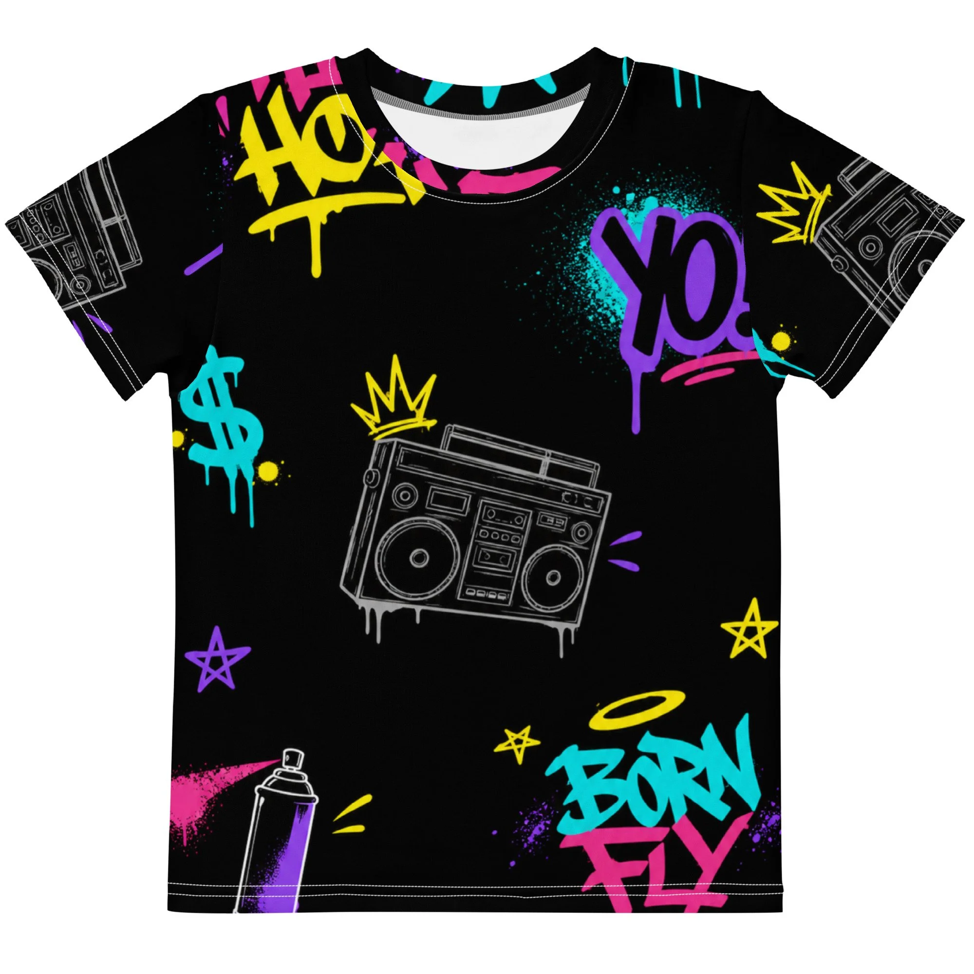 Kids cotton crew neck t-shirt Hip Hop