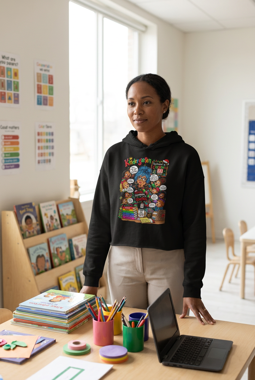 Crop Hoodie- Kindergarten Teacher Countdown to Christmas