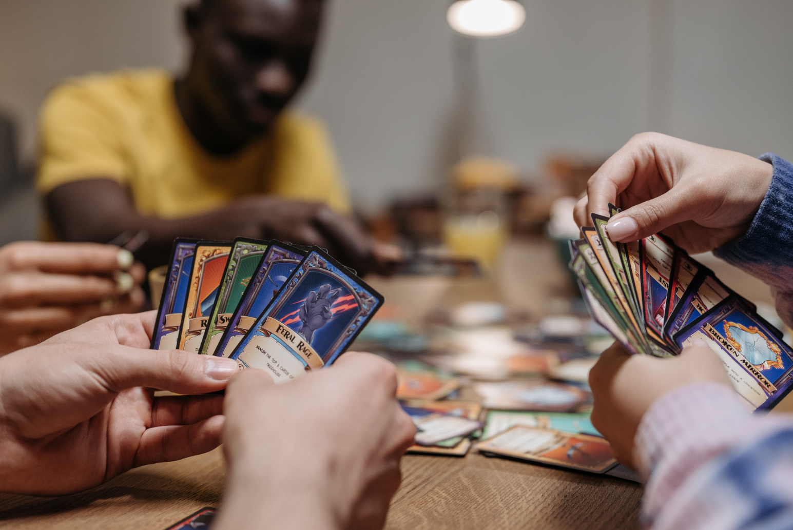 people playing card game
