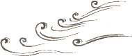 Black and white illustration of wind or air currents with swirling lines.