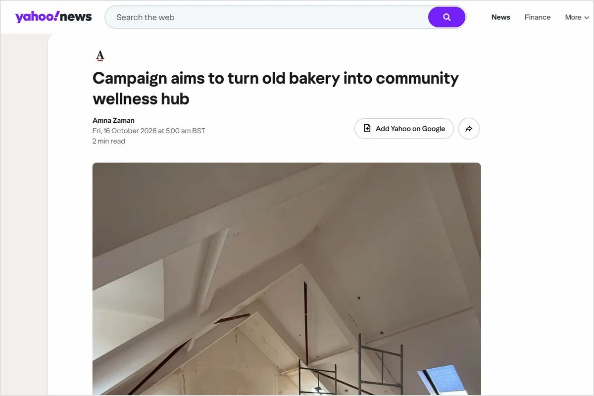 Yahoo News coverage of The Old Bakery Newhaven