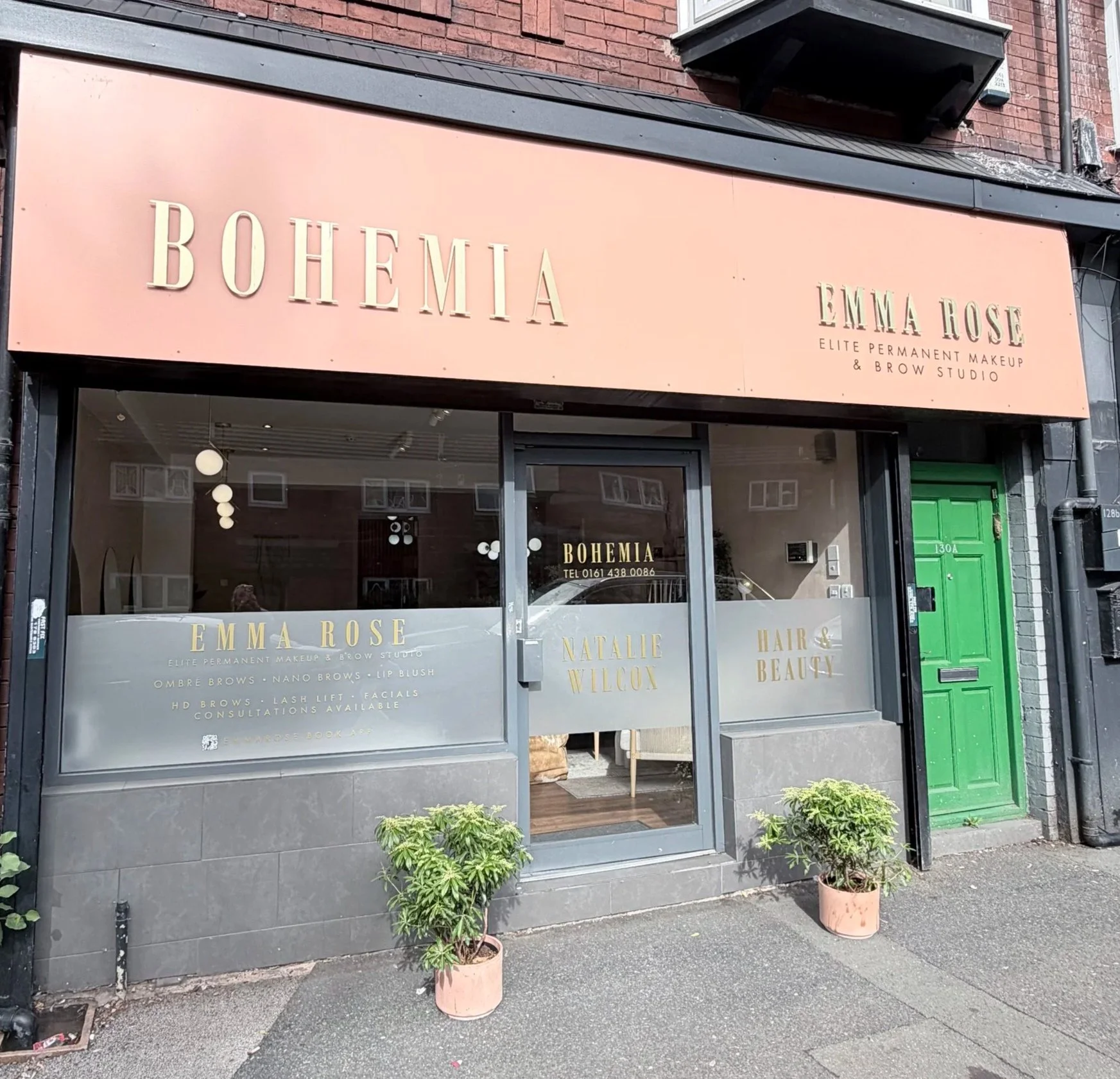 Bohemia shopfront on Burton Road, home to Emma Rose Permanent Makeup & Brow Studio in West Didsbury.
