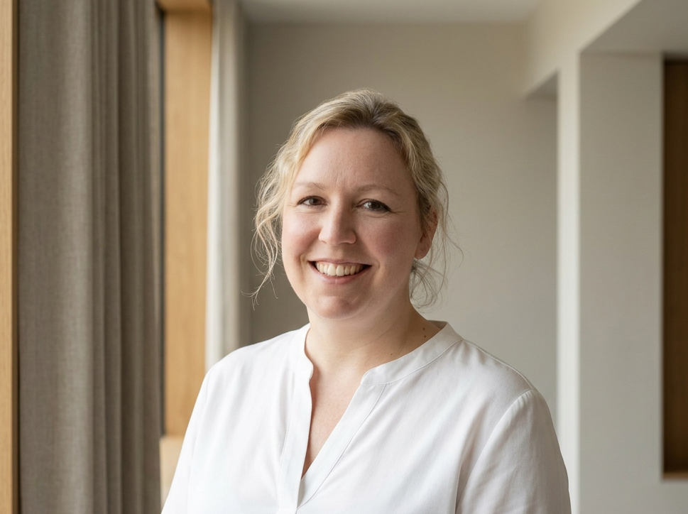 Portrait photo of Gemma smiling with neutral office background