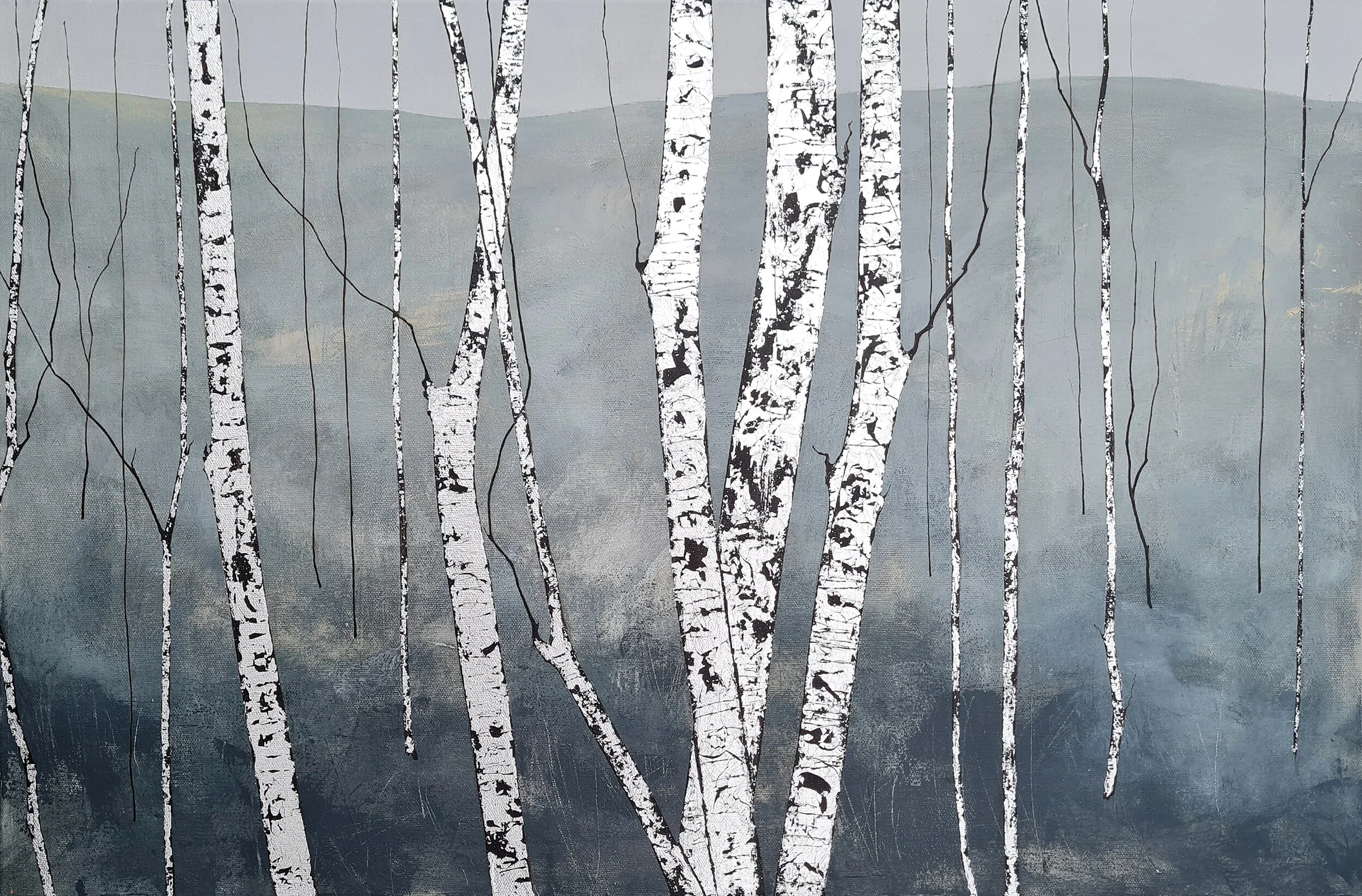 SILENT DAYS |76x51cm | mixed media on canvas with silver leaf | 1,100.00| SOLD