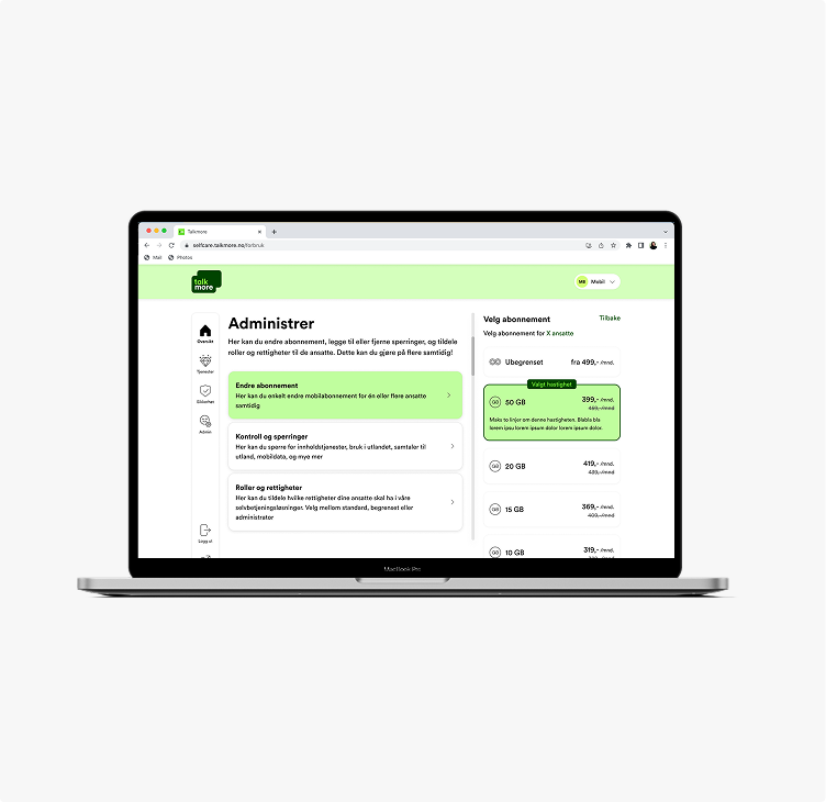 Talkmore - Adminverkøy for B2B kunder