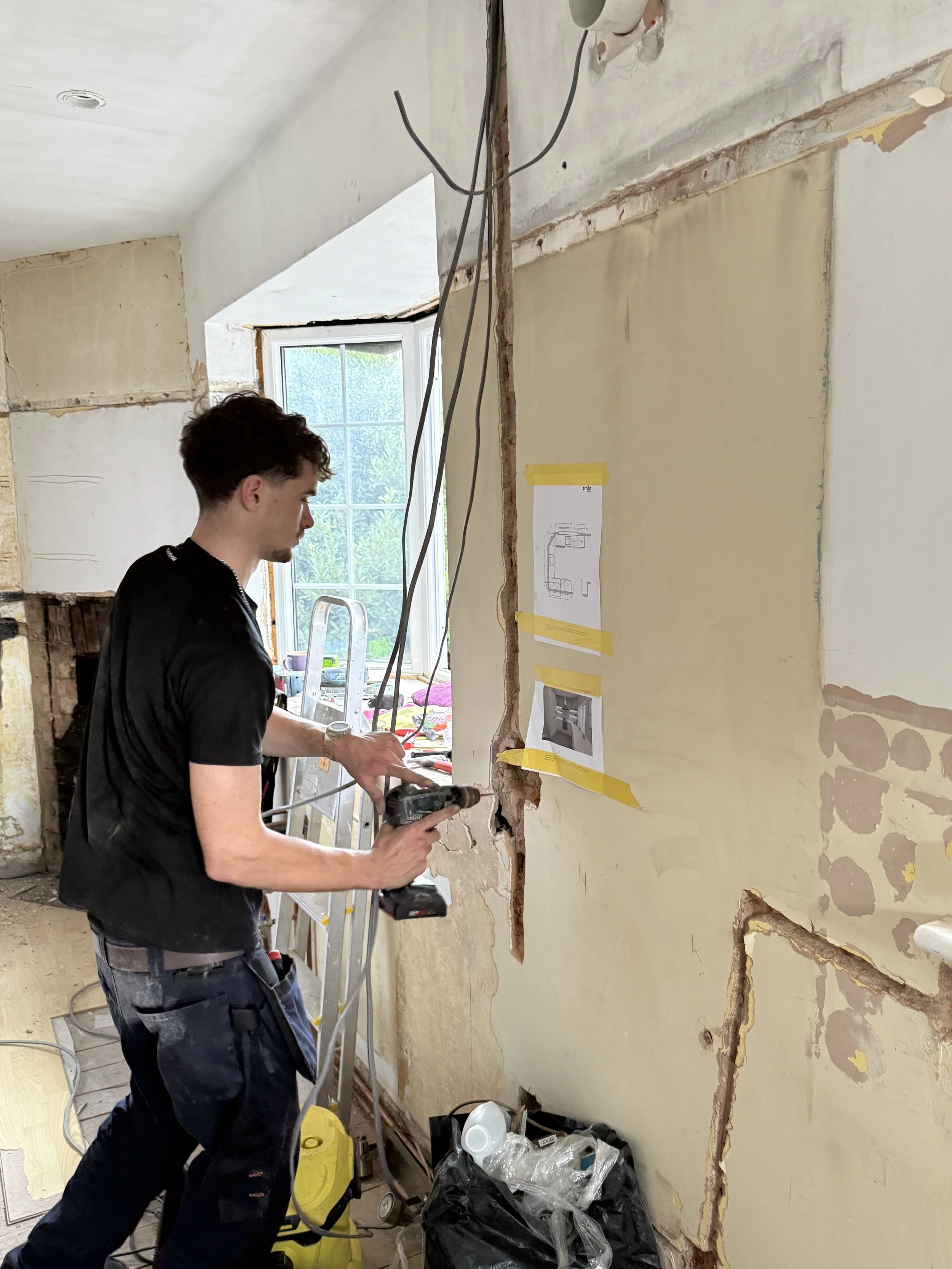 First fix on a kitchen installation in Blairderry Road, Streatham SW2