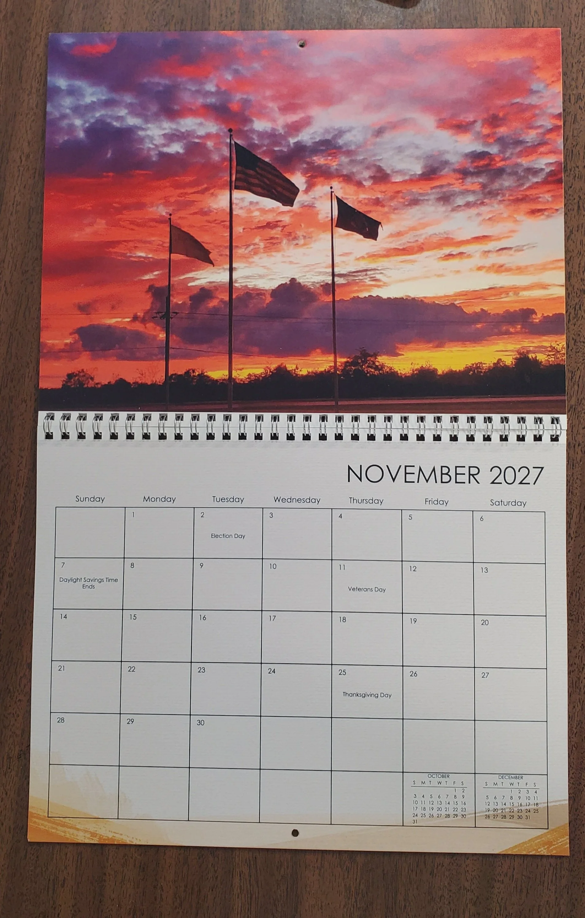 2027 Wall Calendar - Sunset