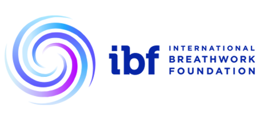 Logo van de International Breathwork Foundation met een spiraal in blauw en paars.