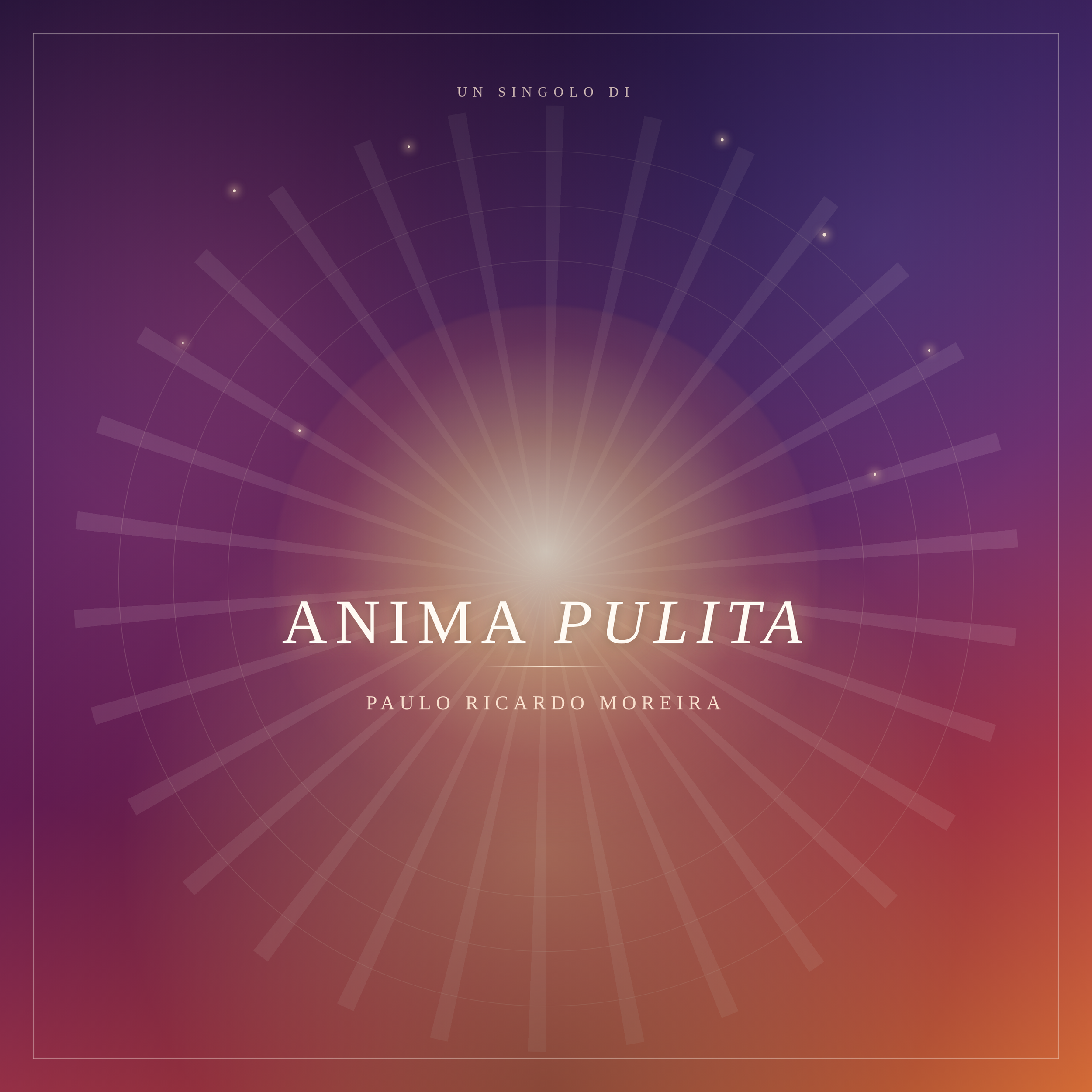 Book cover titled 'Anima Pulita' by Paulo Ricardo Moreira on a purple and orange gradient background with geometric design and white text.