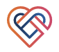 A colorful heart-shaped logo made of interwoven lines in blue, pink, orange, and purple.