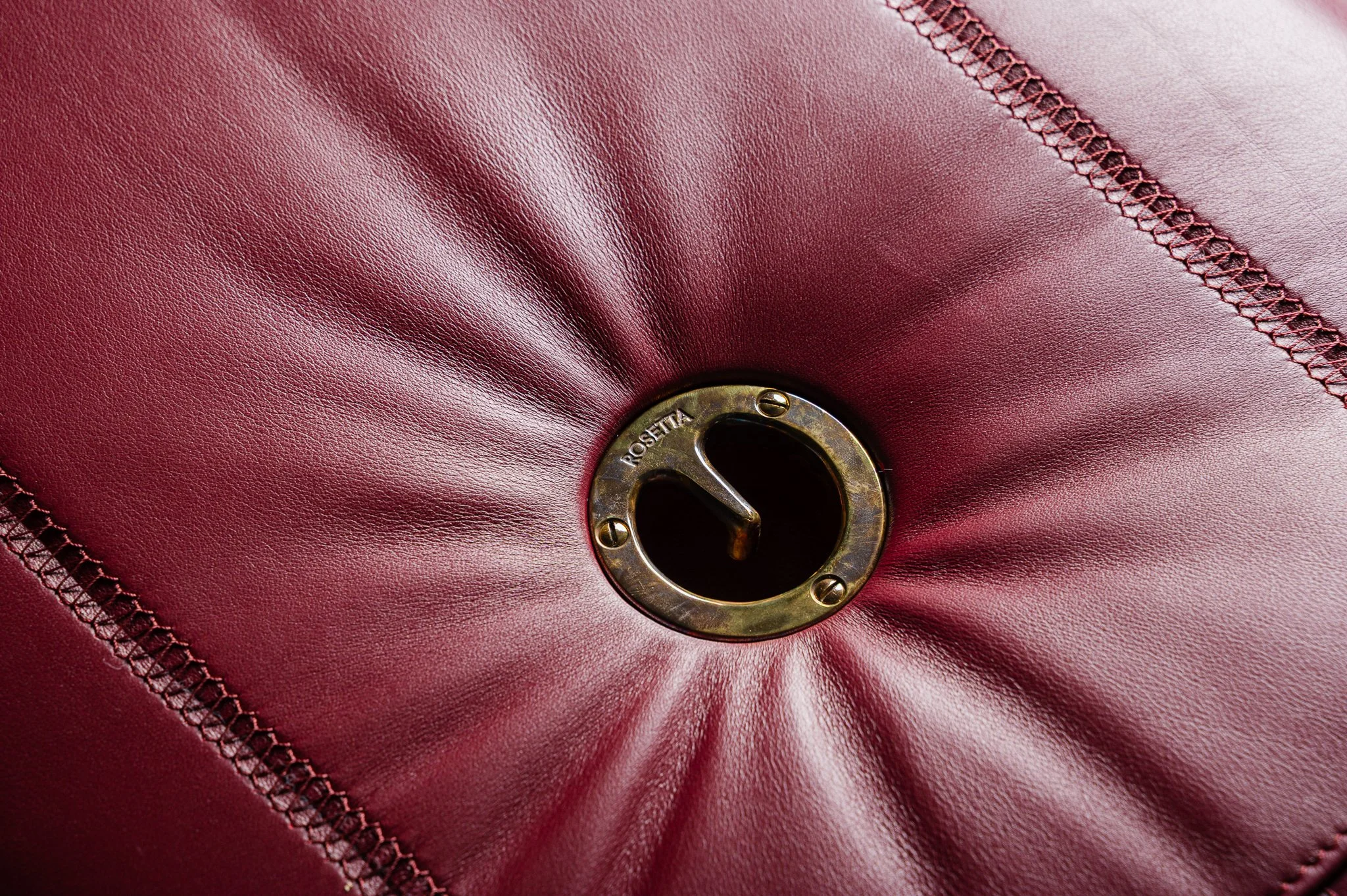 Rosetta Daybed full-grain Ruby leather.