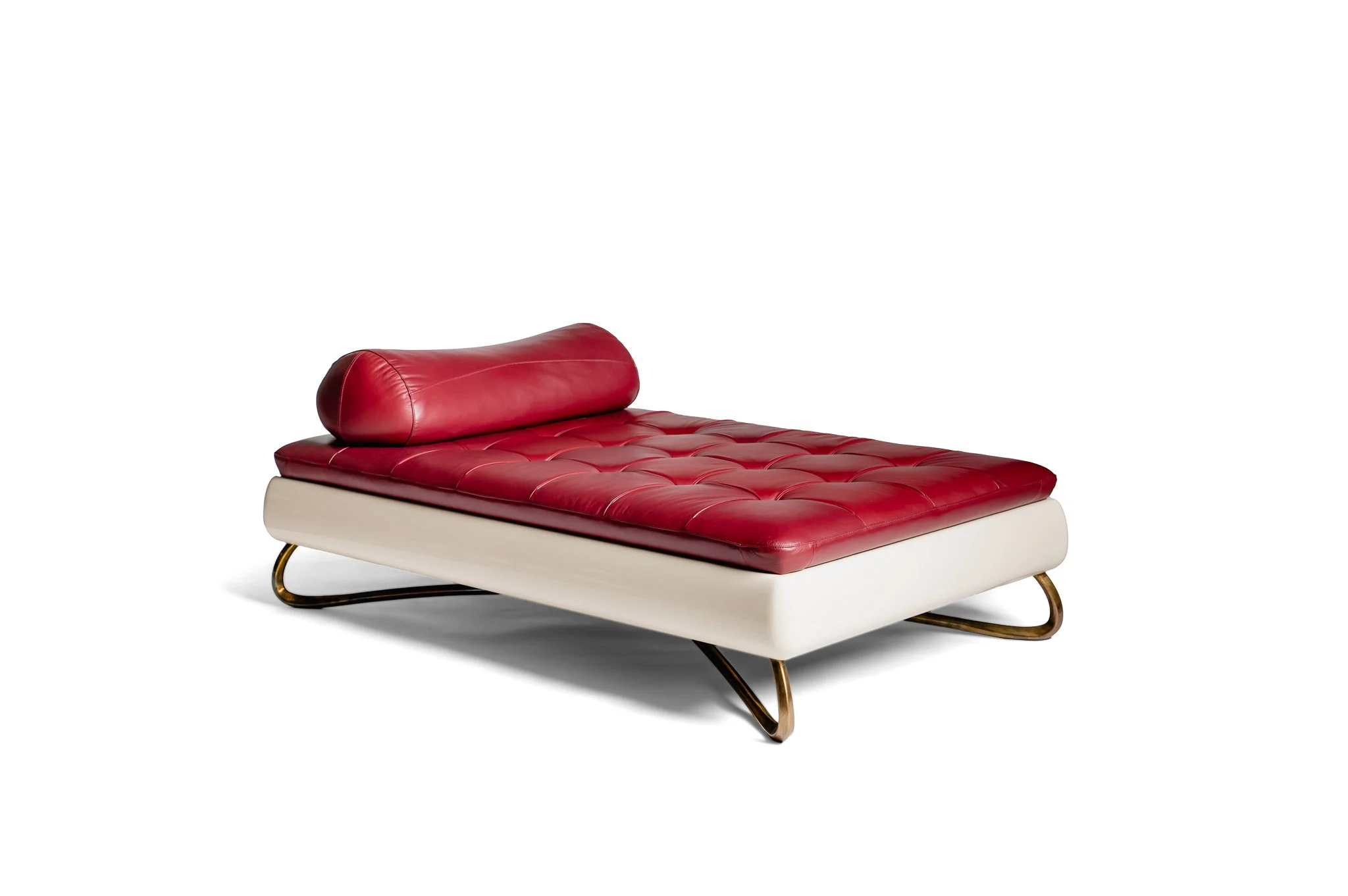 Rosetta Daybed in high-gloss ivory, ziricote and full-grain Ruby leather.