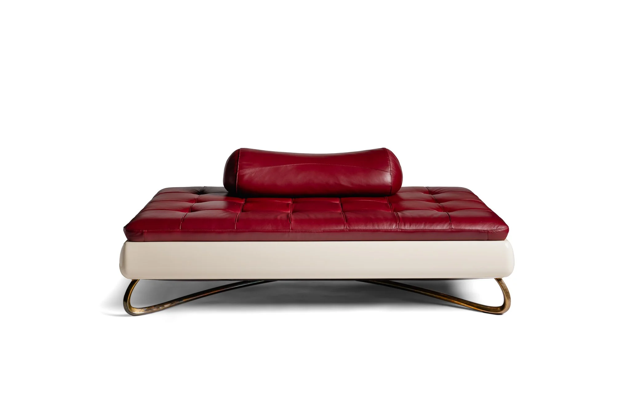 Rosetta Daybed in high-gloss ivory, ziricote and full-grain Ruby leather.