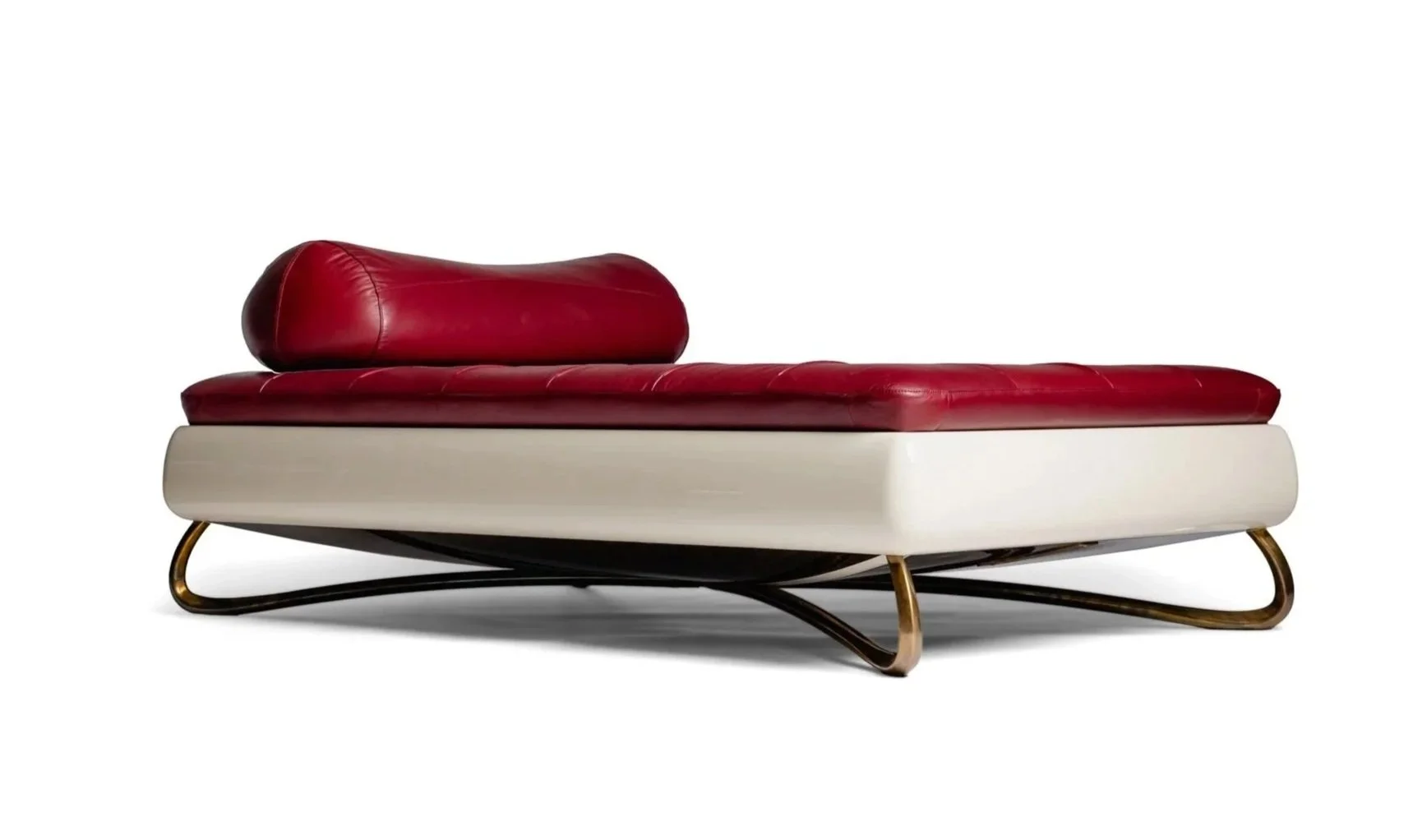 Rosetta Daybed in high-gloss ivory, ziricote and full-grain Ruby leather