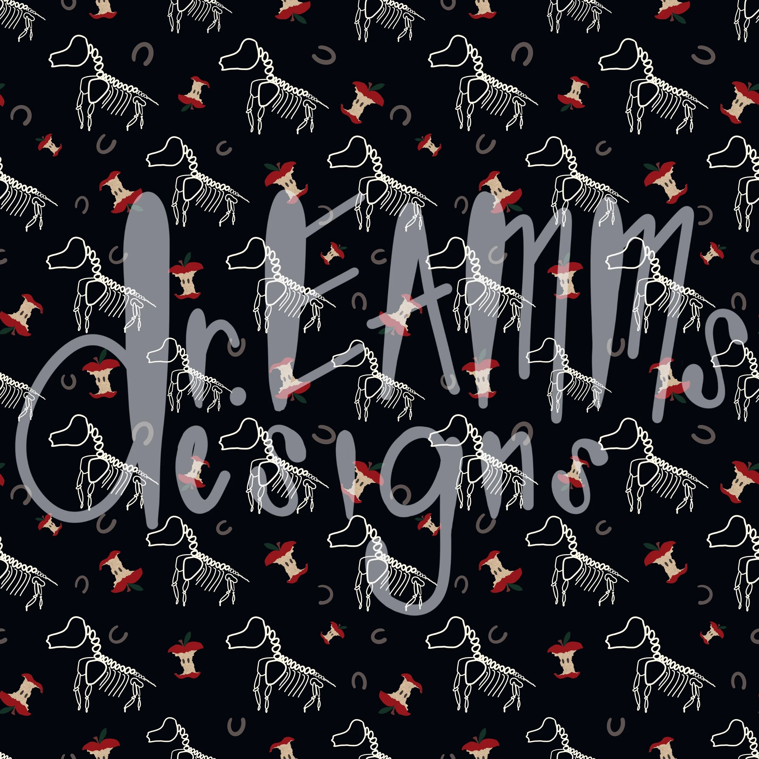 Skeleton Horse Seamless Pattern