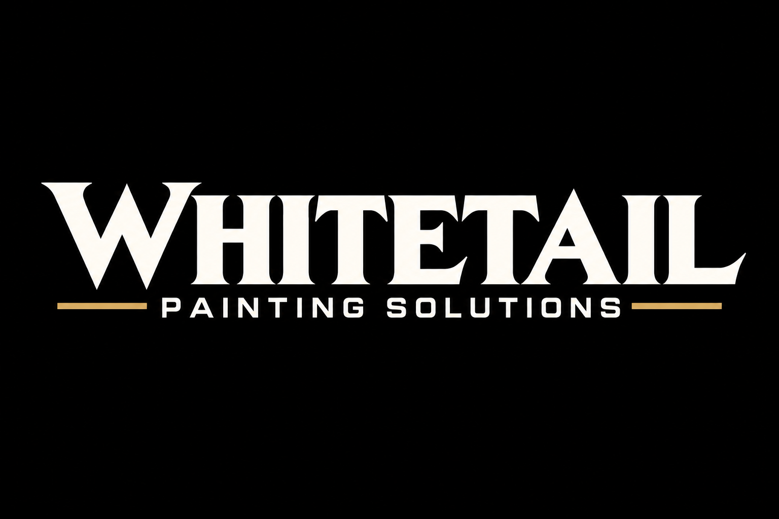 Logo for Whiteall Painting Solutions with the company name in stylized white and gold text on a black background.