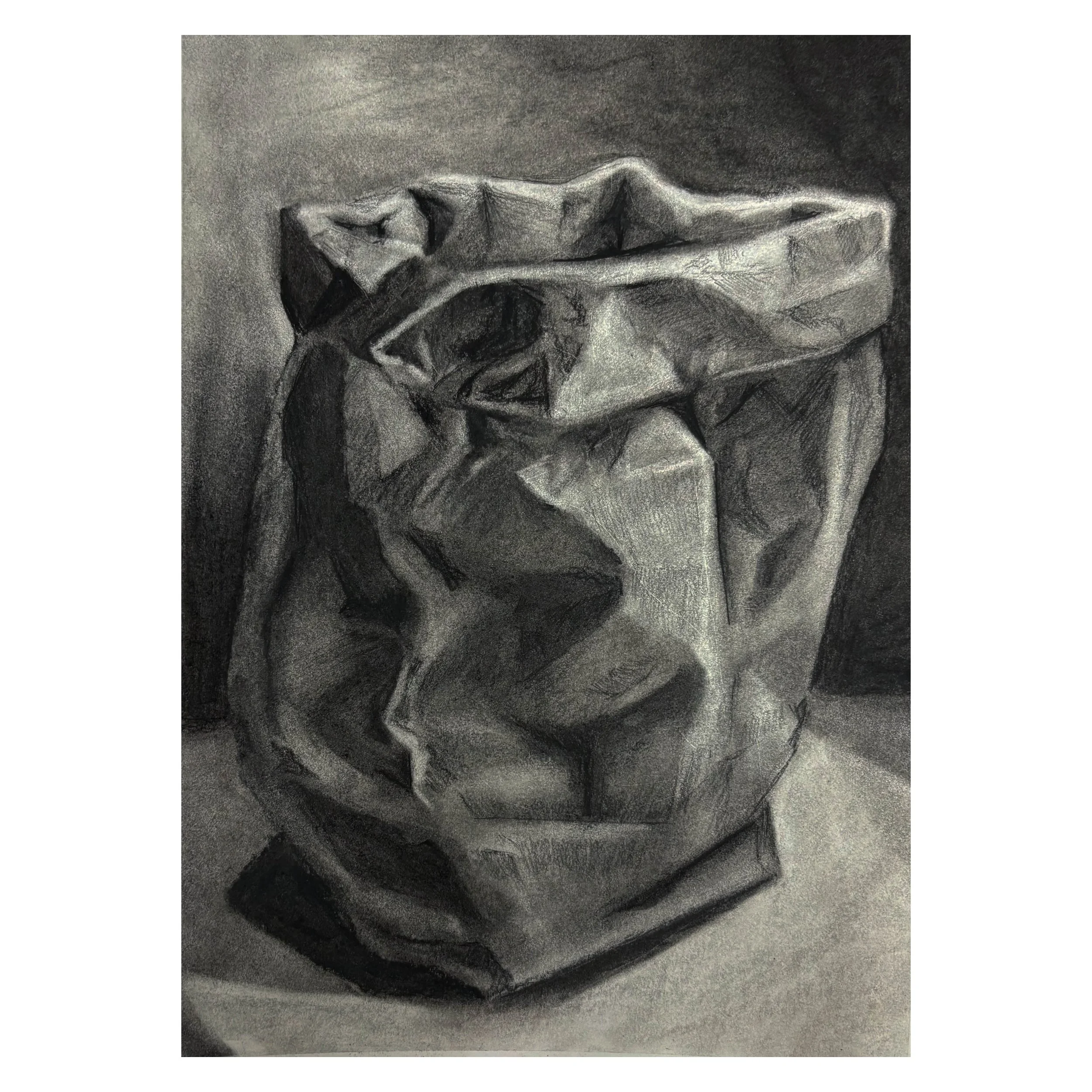 Paper Bag Study 8x10 Charcoal on Paper 2025