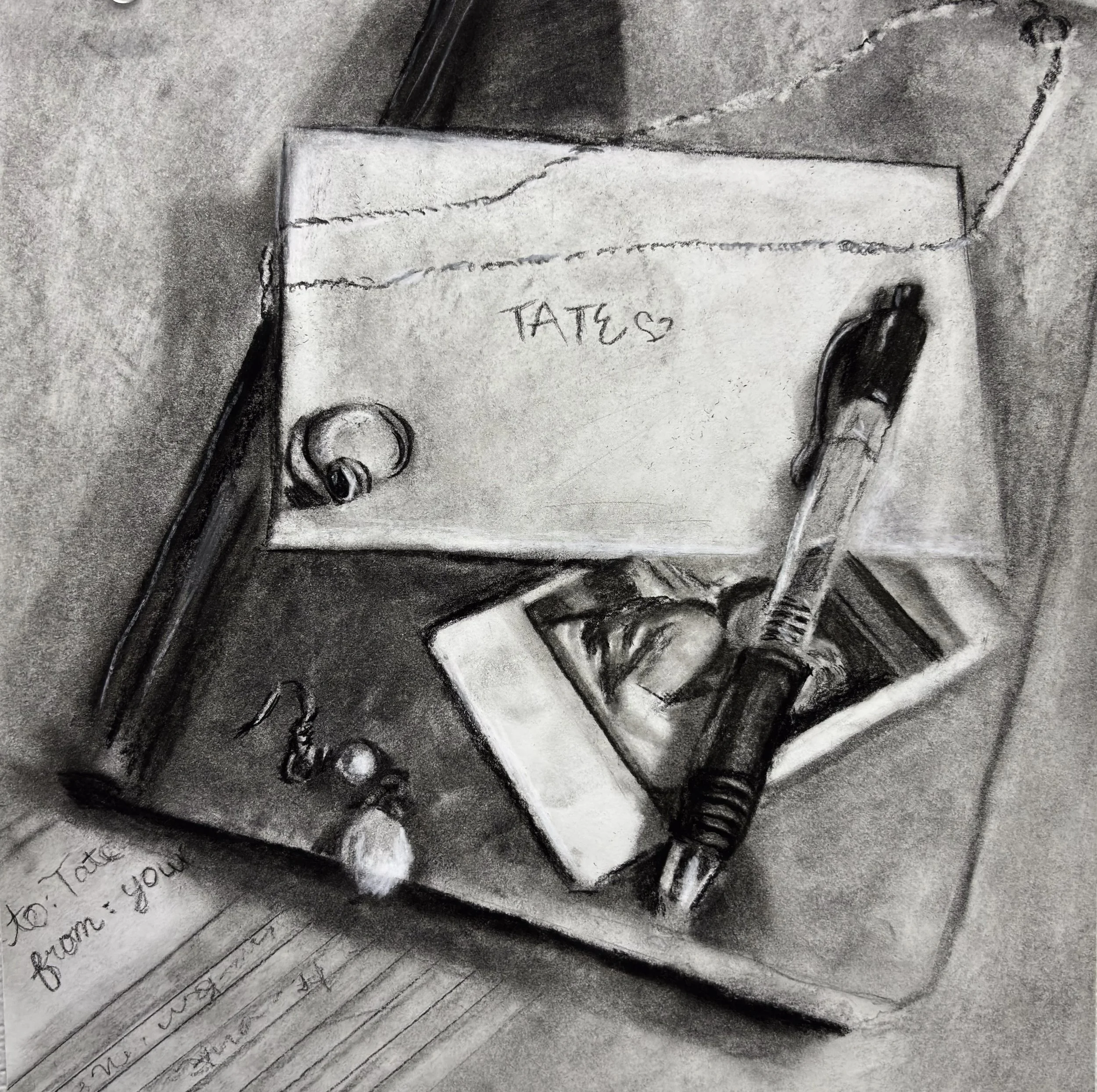 Things We Keep 10x10 Charcoal on Paper 2025