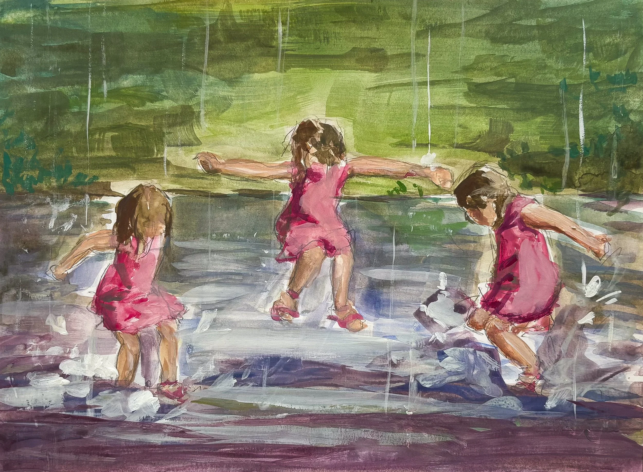 Rain in July 9x12 Gouache on Bristol Board 2025