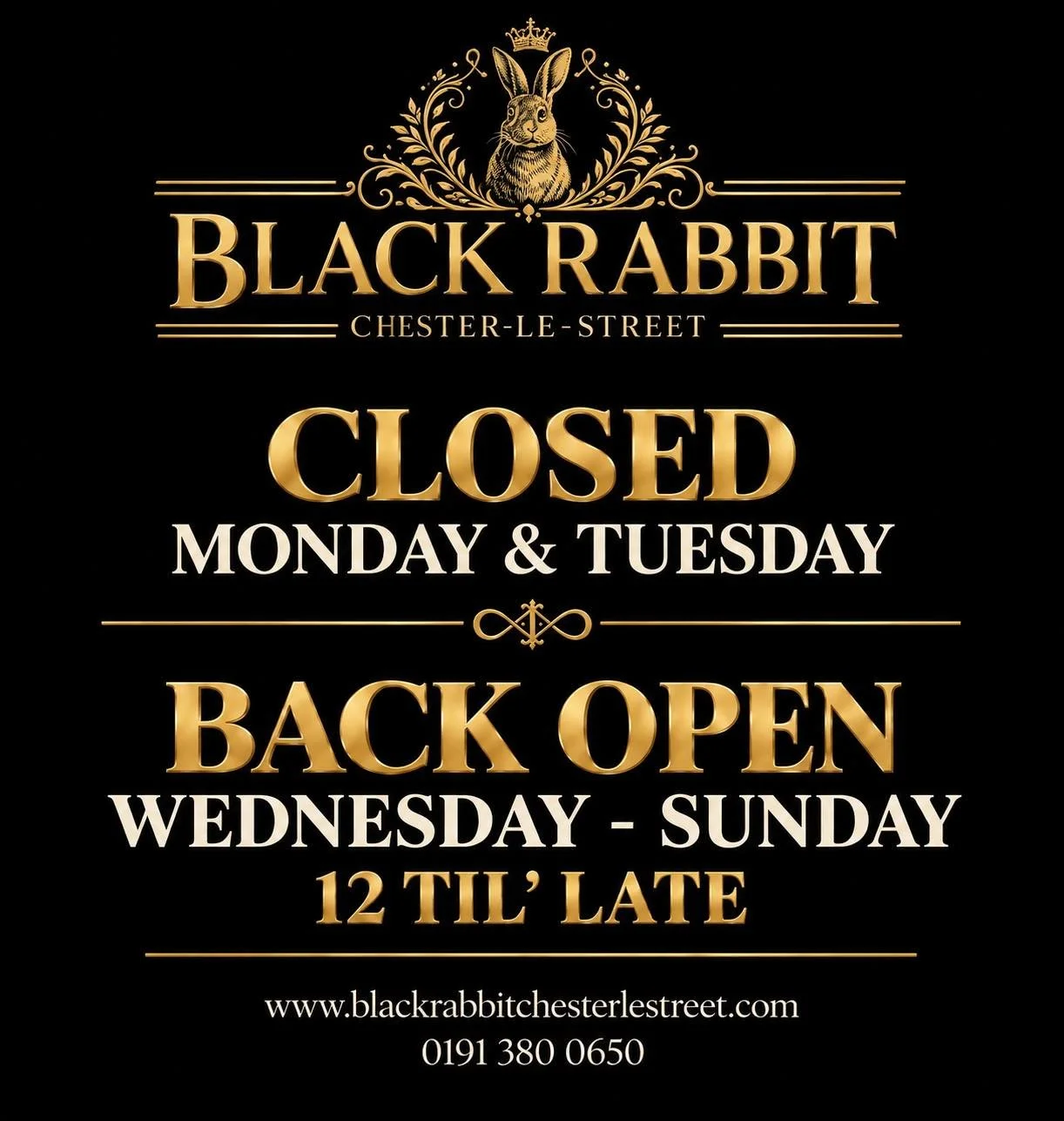 A little reminder for the week ahead! We are closed Monday&rsquo;s &amp; Tuesday&rsquo;s - But don&rsquo;t worry, we&rsquo;ll be back open from Wednesday to Sunday, 12 till late! 🥂🍸

We look forward to welcoming you back for great food, drinks and 