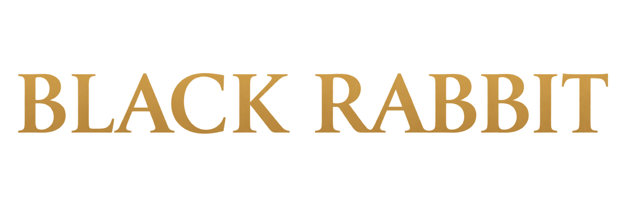Golden 3D text spelling 'BLACK RABBIT' on a black background.
