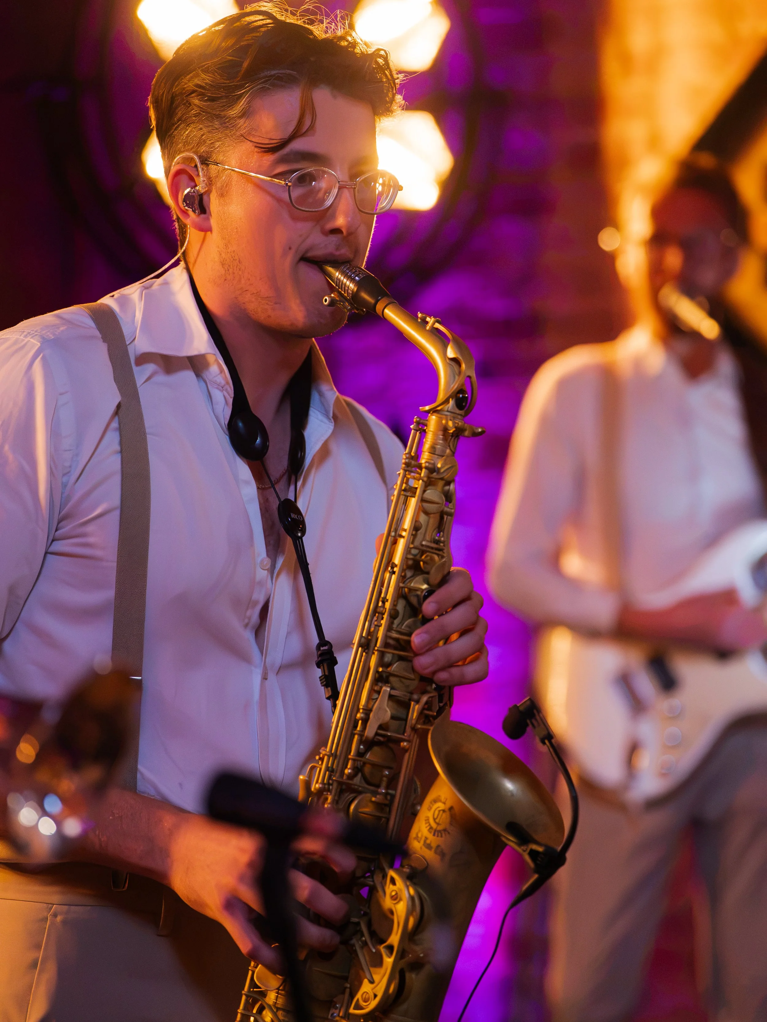 Saxophone player at Shustoke Barn.