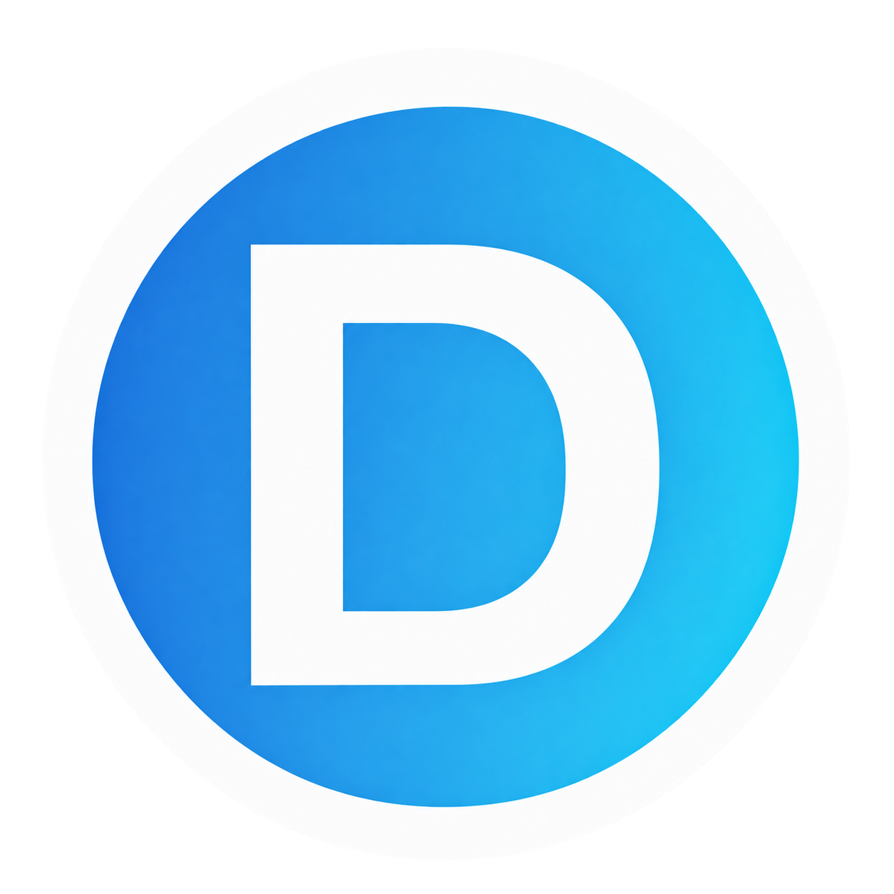 Blue circular parking sign with a white letter 'D' in the center.