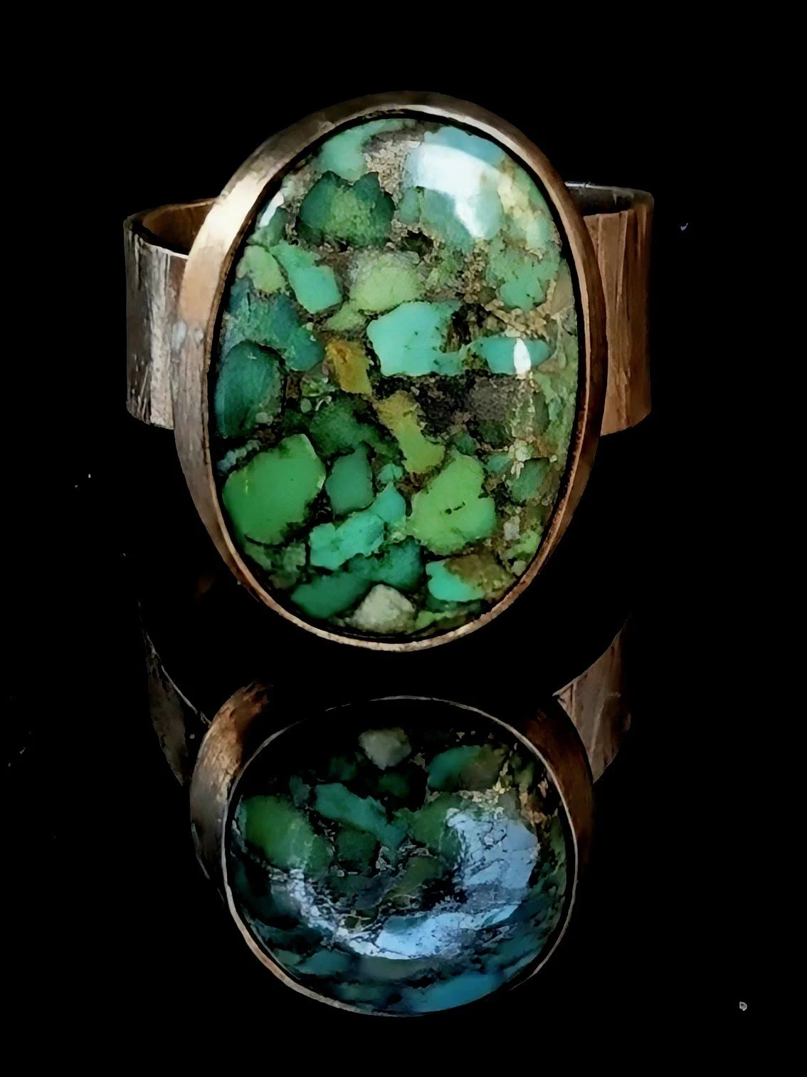 Brass Adjustable Copper Turquois  Ring