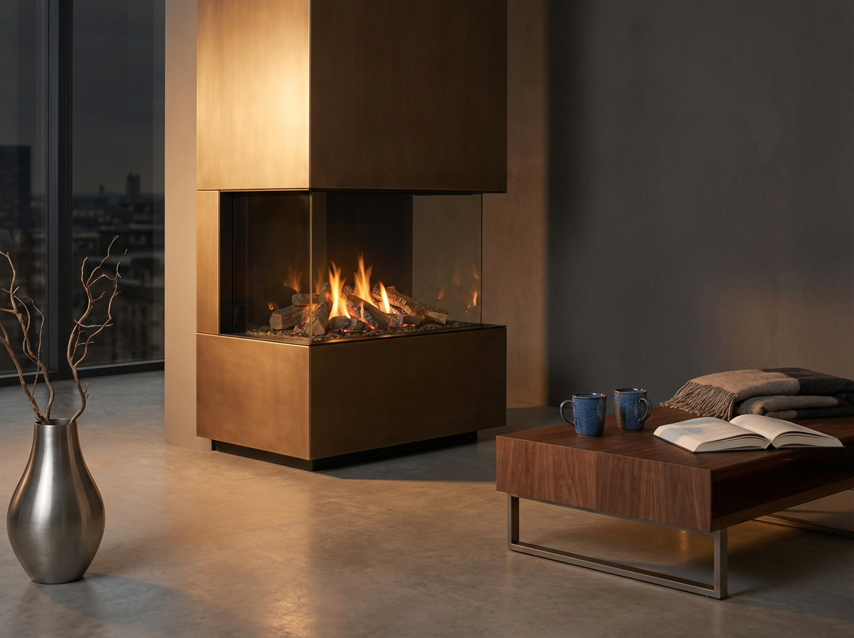 Glass Peninsula Fireplace