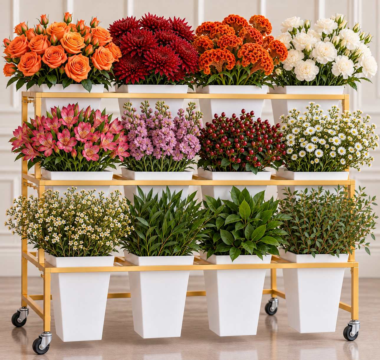 Photo of warm autumn florals with vibrant orange and red tones.