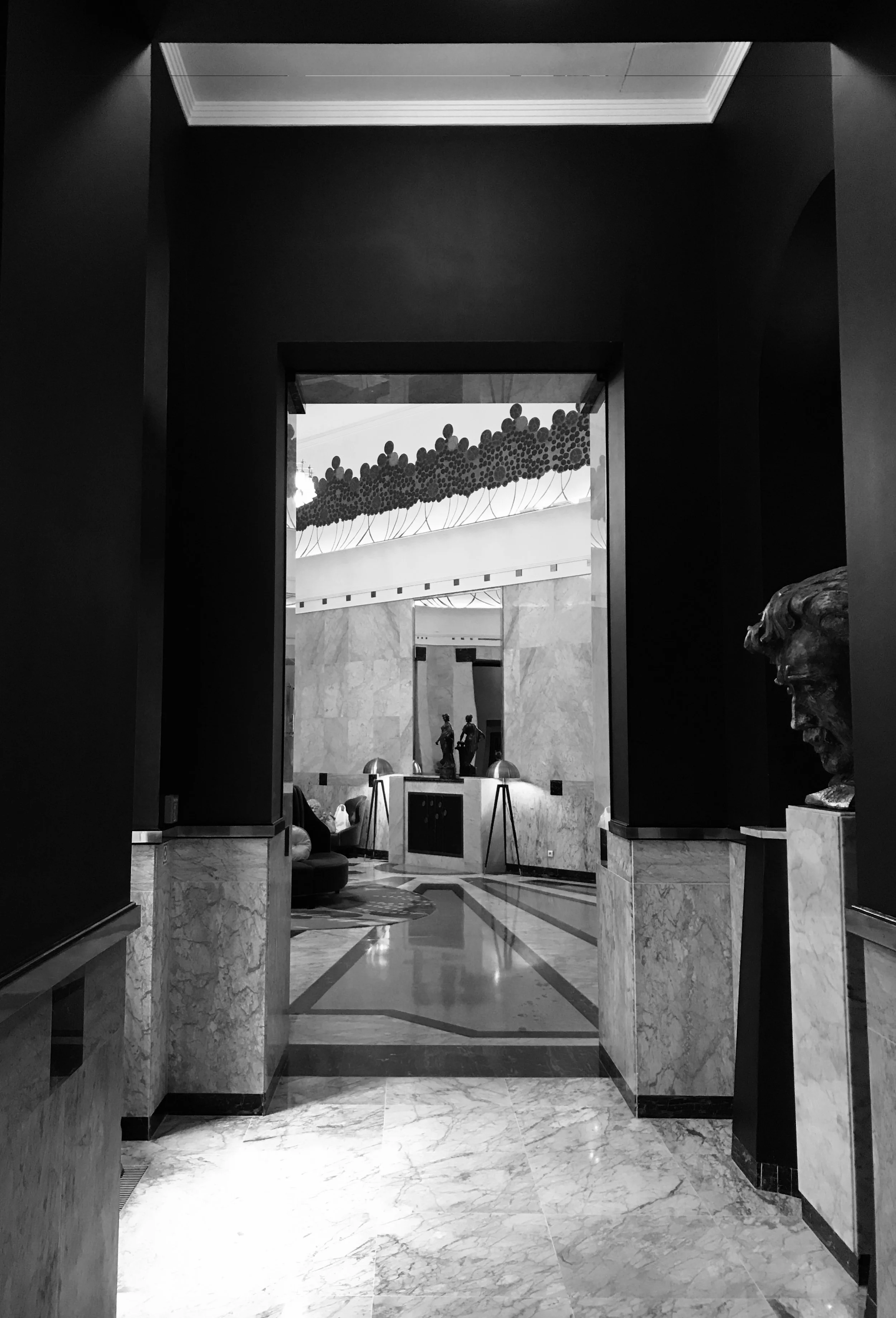Indoor lobby of Hotel Bristol in Warsaw.