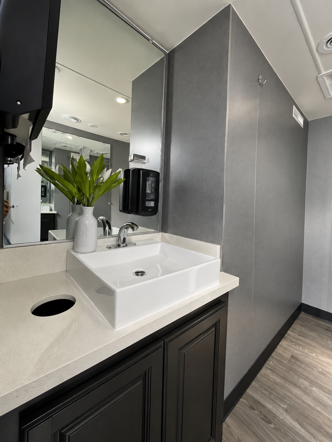 Three Stall Luxury Restroom Interior
