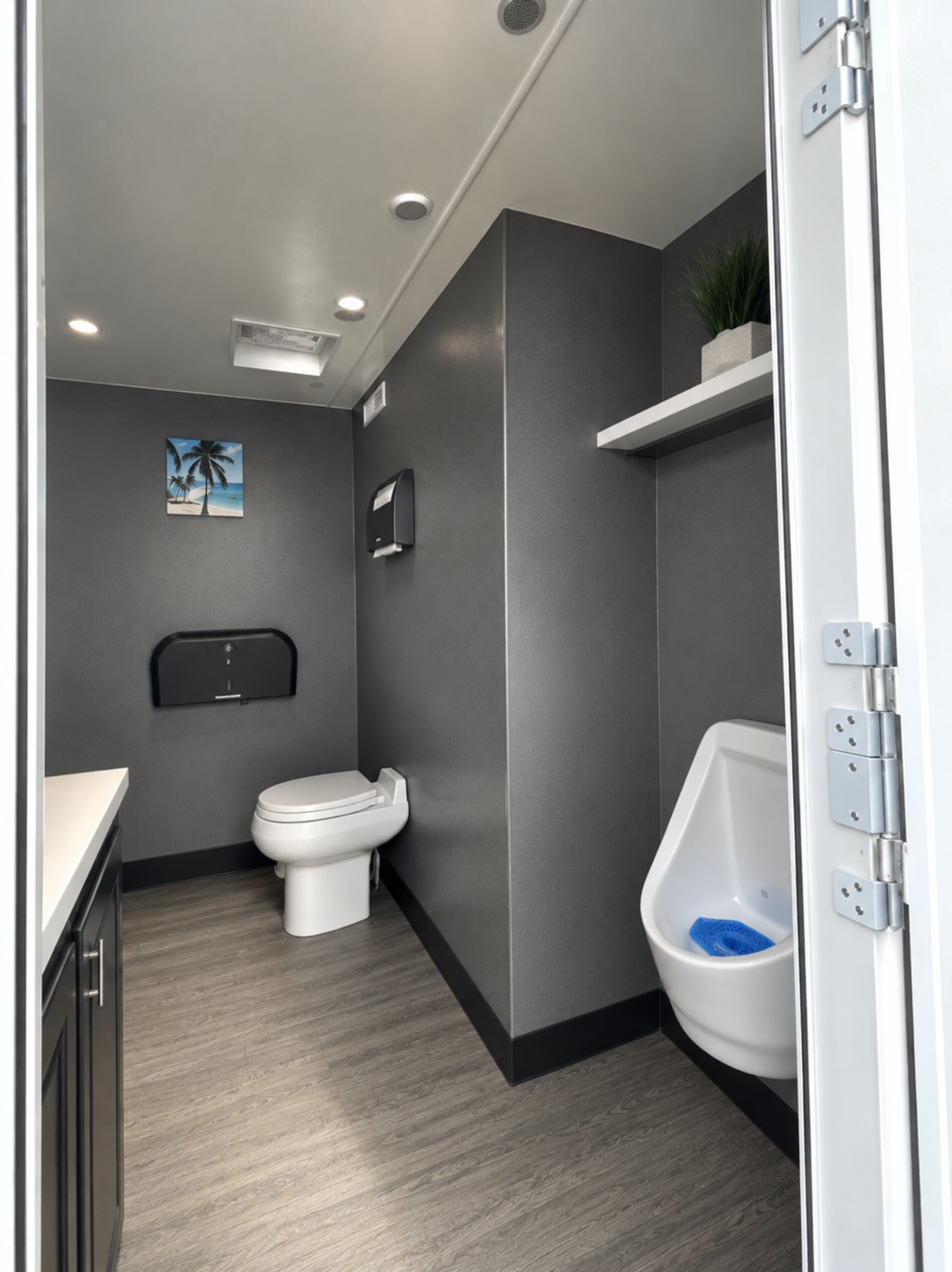 Three Stall Restroom Trailer Interior