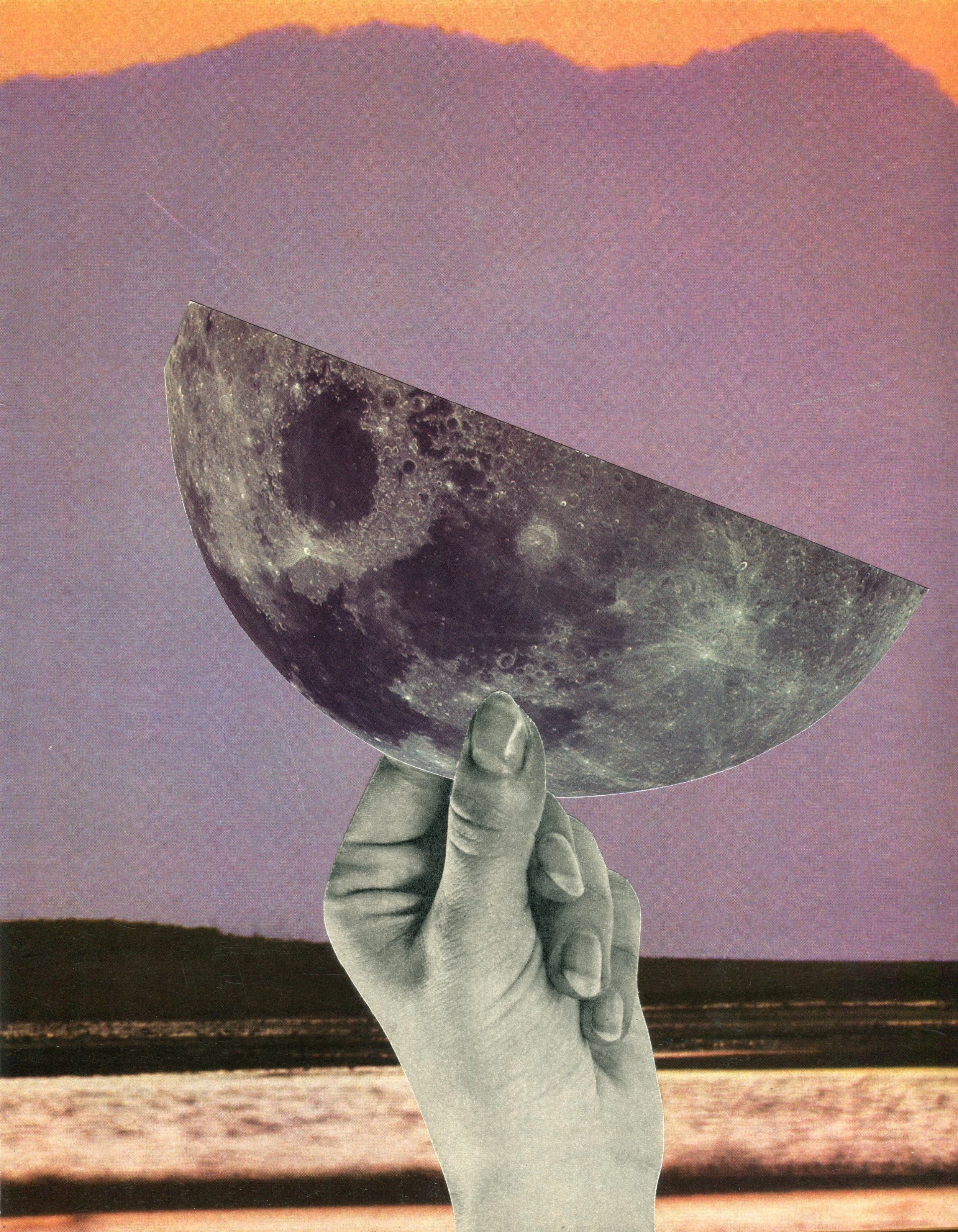 BORROWED MOON 27.5 x 24.5 2017 A touch of surrealism in the vintage era, a nostalgia to better days..jpg