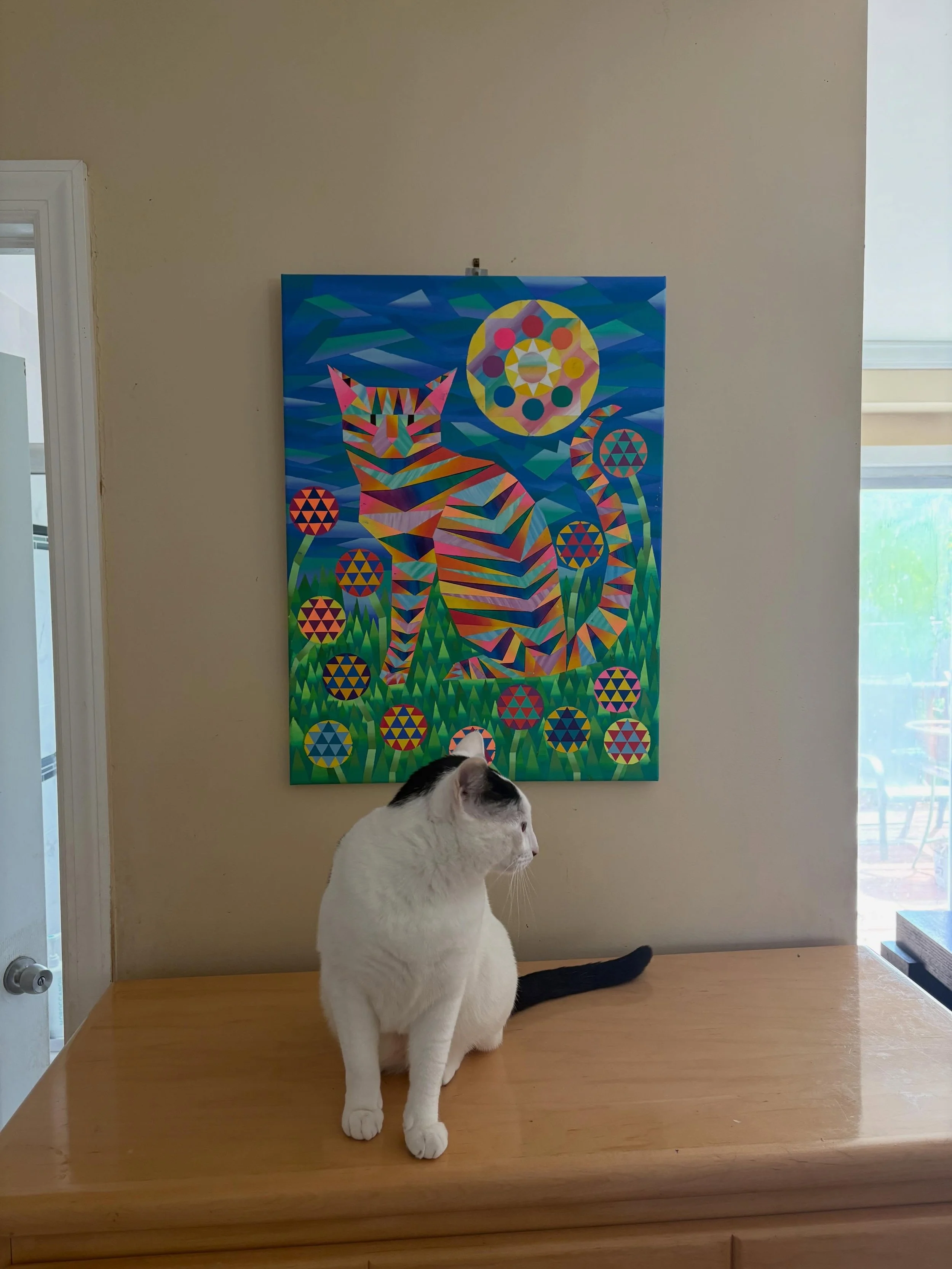 I just hung some of my new paintings on my walls&hellip;#abstract #geometricdesign #artist #acrylic #artwork