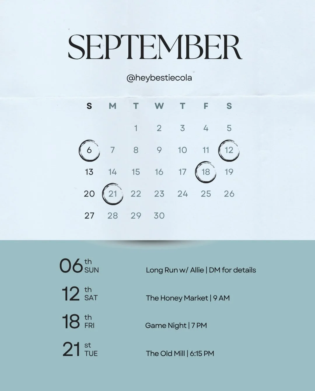 Our September schedule is HERE

We have lots of opportunities for you to get connected as we hopefully (🤞) transition into some cooler running weather!

See you in September!

#heybestiecola #columbiasc #movementclub #lexingtonsc