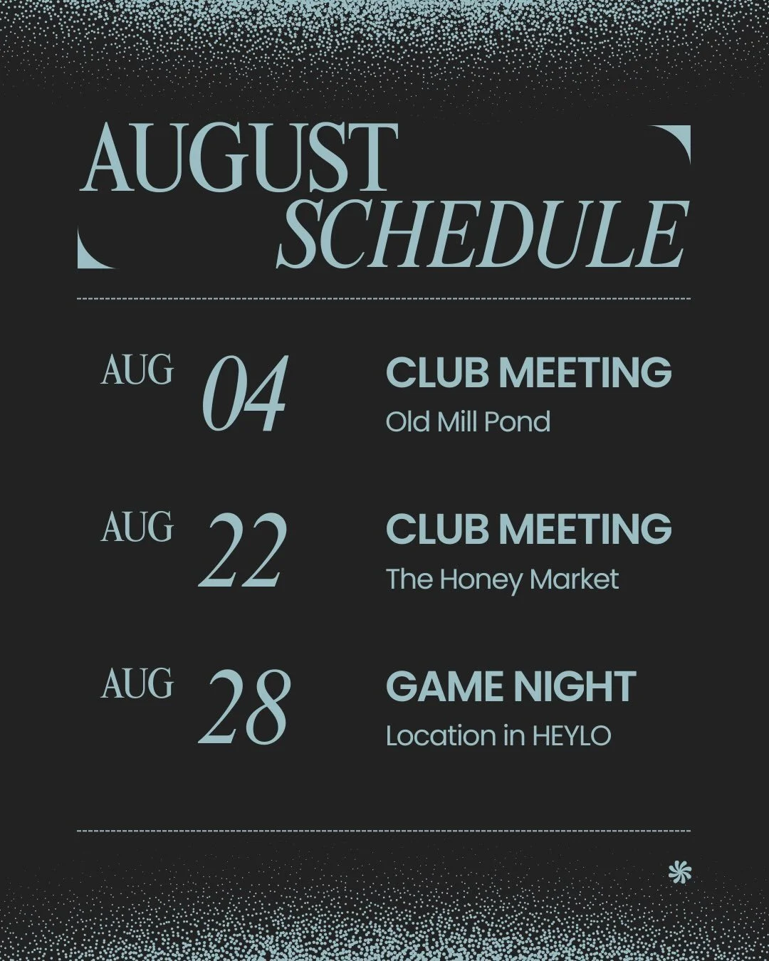 Happy August, Besties!

Check out your chances to connect with us this month! Sign up for each of these events at the HEYLO link in our bio. All details are posted there!

Excited to move with you! See you on Tuesday. :)

#movementclub #columbiasc #l