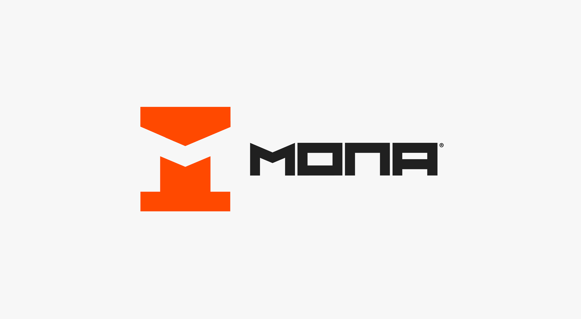 Mona logo in orange and black on a white background